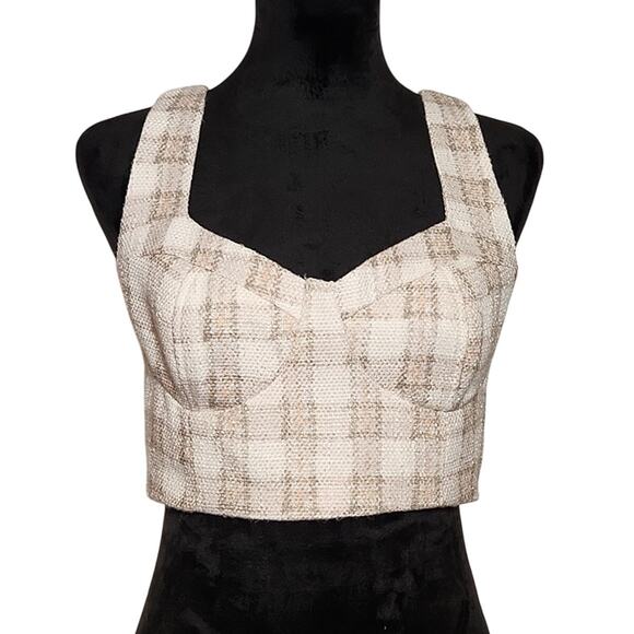 LE LIS Plaid Crop Top, Women's Size Large - Picture 1 of 10